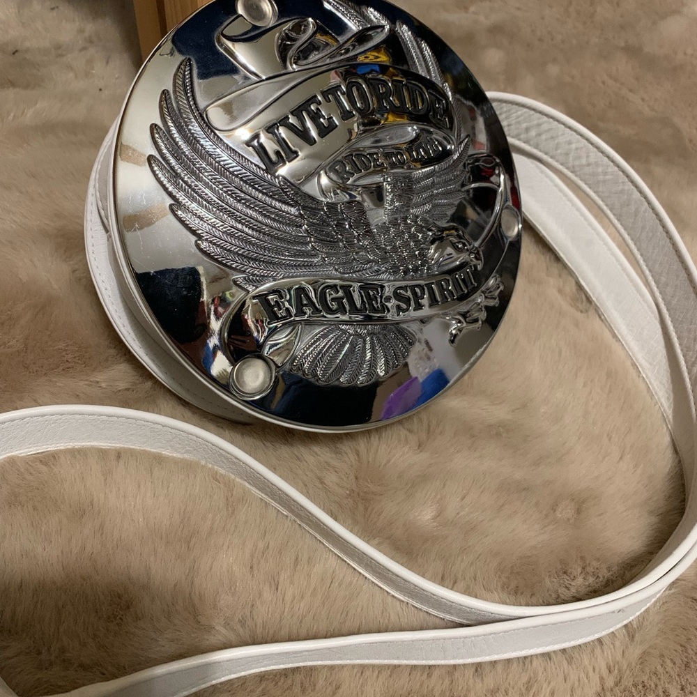 Harley Davidson Chrome Plated Purse - Live to Ride, Ride to Live. Eagle-Spirit